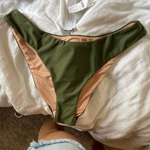 J crew Curved-waist cheeky bikini bottom color Safari size L